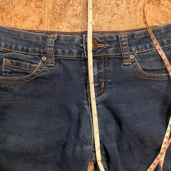 Wax Jean Low Rise Skinny Jeans Dark Wash Distressed Ripped Knee Womens - Picture 5 of 10